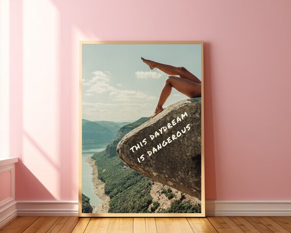 This Daydream Is Dangerous Poster, Costal Cowgirl Poster, Grand Millenial Art, Match Box Art, Digital Preppy Wall Art, Retro Western Print