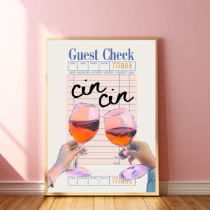 Cin Cin Poster Guest Check Print Retro Vintage Funky Wall Art Trendy Bar Cart Print Retro Italian Print Happy Hour Print Retro Italy Poster