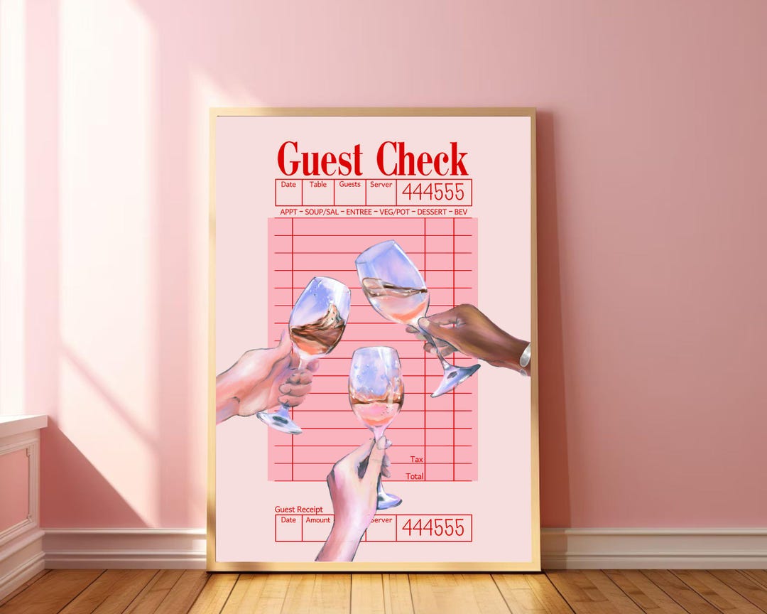 Cheers Guest Check Poster Retro Bar Cart Print Trendy Bar Cart Decor ...
