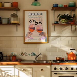 Cin Cin Poster Guest Check Print Retro Vintage Funky Wall Art Trendy Bar Cart Print Retro Italian Print Happy Hour Print Retro Italy Poster