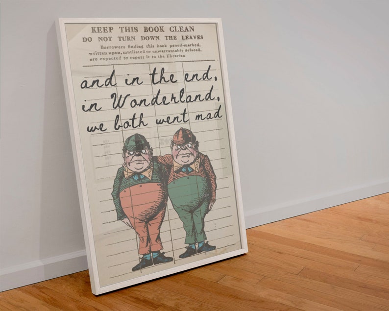 Wonderland Wall Art Library Card Art Bookish Poster Library Book Art