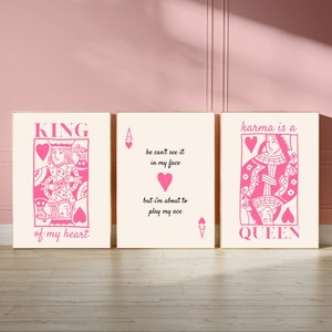 Ensemble de 3 As de coeur à imprimer As Art cartes à jouer As Cartes Ace Décoration murale Preppy Girly Rose As Cartes Coquette Poster Karma Print