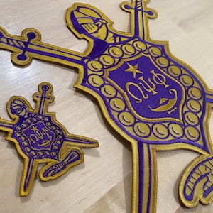 Crest 2 Patch, Omega Psi Phi Fraternity, Shield, Ques, Dog, Dawg, Embroidered Patch Iron-On Sew-On, Paraphernalia, 1911 Patches, Gift, Bruhz