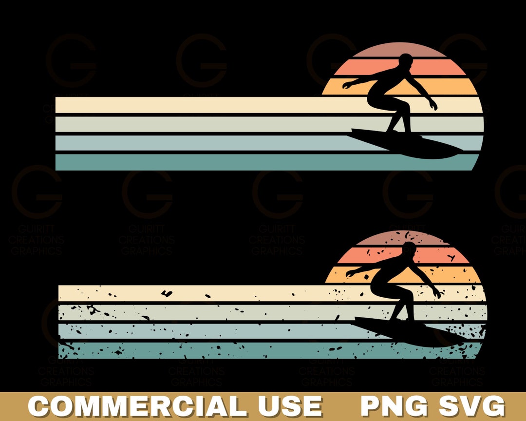 Vintage Surfer Sunset Png and Svg Summer Beach Sunset Retro Sunset Clip ...