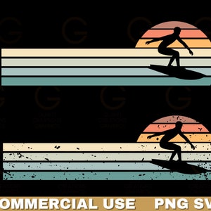Vintage surfer Sunset png and svg Summer beach sunset Retro sunset clip art bundle Retro soft colors sunrise Vintage surfer sunrise bundle