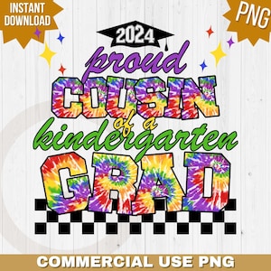 fier cousin d'une promotion de maternelle de 2024 png, jolie chemise de graduation png amusante et colorée de remise des diplômes pour enfants