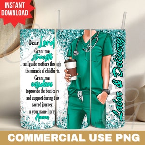 Förlossningssjuksköterska, mager tumbler, omslag, sjuksköterska uppskattningsgåva, digital nedladdning, l&d-sjuksköterska, kaffetumbler, NICU-sjuksköterska, grön png