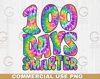 100 dni mądrzejszego vintage groovy png, faliste 100 dni szkoły tie dye png, słodki groovy nauczyciel 100 dni mądrzejszego png, retro szkolna koszulka png