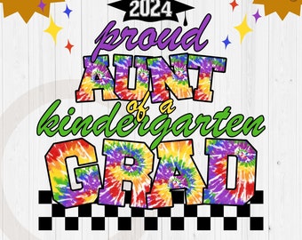 stolze Tante einer Kindergarten Abschlussklasse von 2024 png, niedliche Krawatten Abschluss png Spaß und bunte Kinder Abschluss Familie passendes Shirt