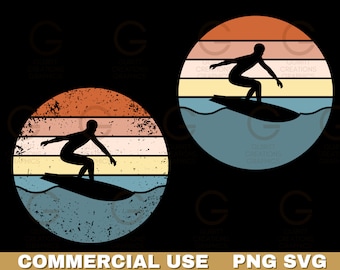 Vintage surfer Sunset png and svg Summer beach sunset Retro sunset clip art bundle Retro trendy colors sunrise retro surfer sunrise bundle