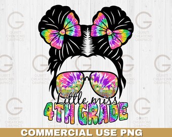 Mała Miss 4. klasa tie dye sublimacja png, dzieci wracają do szkoły png, pierwszy dzień szkoły, niechlujne życie dziecka, słodkie tie dye z powrotem do szkoły