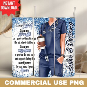 Förlossningssjuksköterska med smalt tryck, sjuksköterskas uppskattningsgåva, digital nedladdning, sjuksköterska kaffemugg, NICU-sjuksköterska, marinblå, png
