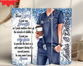 Arbeit und Lieferung Krankenschwester dünnen Becher Wrap Krankenschwester Wertschätzung Geschenk digitaler Download, Krankenschwester Kaffeebecher Nicu Nurse Tumbler Navy png