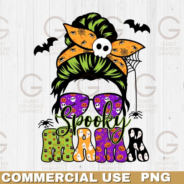 Spooky mama PNG halloween mama sublimation png spooky mama messy bun png spooky halloween mom life sublimation file trick or treat digital