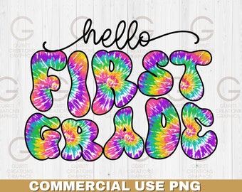 cześć pierwsza klasa tie dye sublimacja png, 1 klasa pierwszy dzień szkoły, kolorowy pierwszy dzień szkoły, retro powrót do szkoły sublimacja png