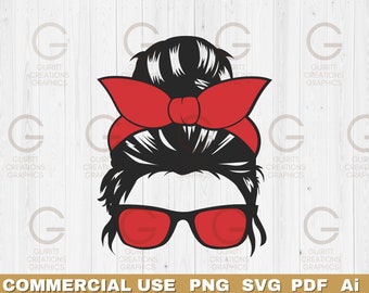 Messy bun svg, mom life png, mothers day png, mom life cut file, messy bun digital download, retro sunglasses messy bun png and svg files