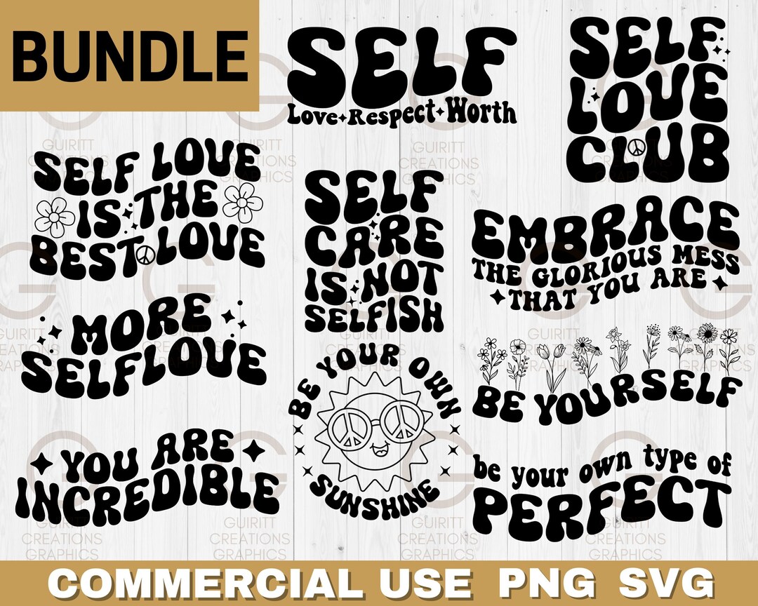 Self Love SVG Bundle Inspirational Files Motivational Svg Love Yourself ...