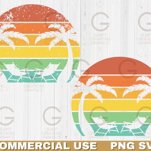 Vintage beach Sunset png and svg palms on the beach sunset Retro sunset clip art bundle Retro sunrise Vintage palm tree sunset background