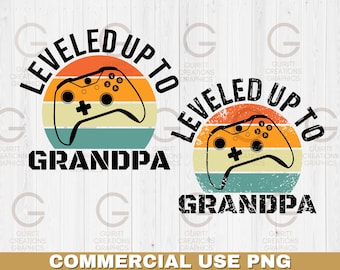 gelevelt bis Opa normal und beunruhigt png, neues Baby Ankündigung, neuer Gamer Opa zu sein png, Spaß Retro Gaming Papa Sonnenuntergang, undatiert