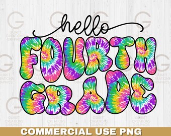 cześć czwarta klasa tie dye sublimacja png, 4 klasa pierwszy dzień szkoły, kolorowy pierwszy dzień szkoły, retro powrót do szkoły sublimacja