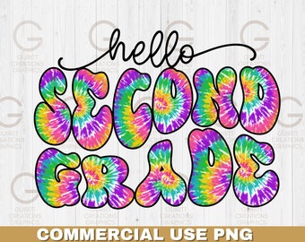 cześć druga klasa tie dye sublimacja png, 2 klasa pierwszy dzień szkoły, kolorowy pierwszy dzień szkoły, retro powrót do szkoły sublimacja