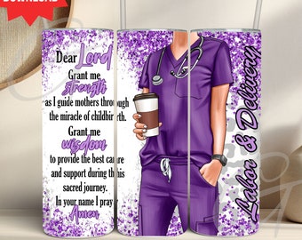 Arbeit und Lieferung Krankenschwester dünnen Becher Wrap Krankenschwester Wertschätzung Geschenk digitaler Download l & d Krankenschwester Kaffee Becher Nicu Nurse Tumbler lila png