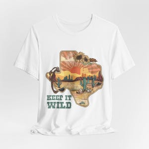 Keep it Wild Texas Western Unisex Jersey Short Sleeve Tee - Vintage Cowboy TShirt, Rodeo Graphic Top, Southwestern Desert Apparel, Country