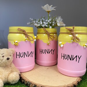 Mason Jar Hunny Pot Centerpiece , Pint Plastic Size Mason Jar , Winnie