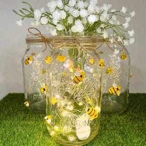Bee Mason Jars , Mason Jar Centerpieces, Winnie the Pooh Baby Shower,  Bee Party Centerpieces , Bee Farmhouse Decor , Bumble Bee Mason Jar