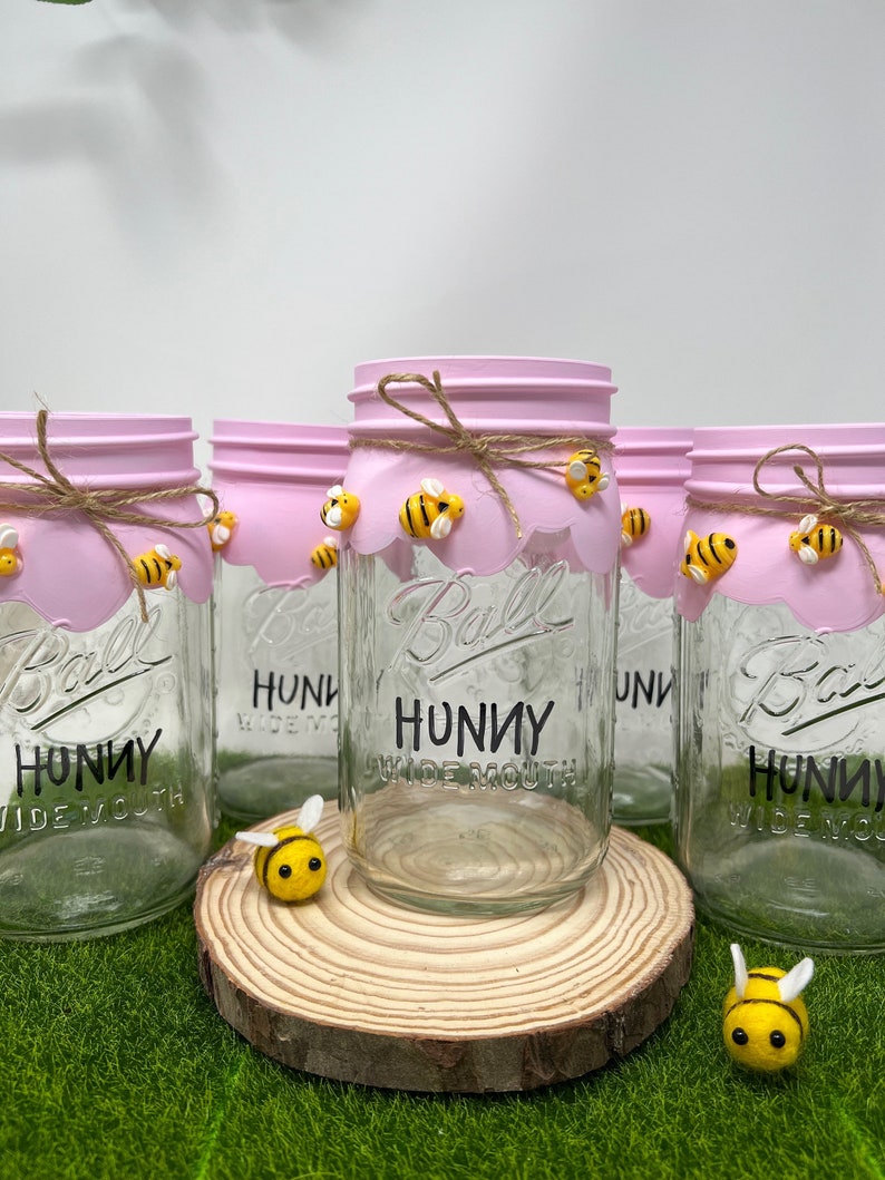 Mason Jar Hunny Pot Centerpiece , Pint Plastic Size Mason Jar , Winnie