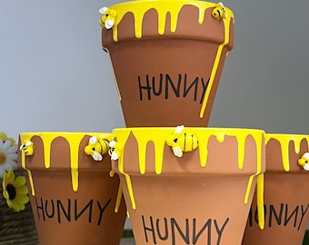 Winnie the Pooh Terracotta Hunny Pots Centerpieces , Honey Pot Party Favors Baby Showers , Birthdays , Bee Party Centerpieces