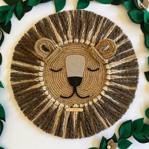 Lion Animal Wall Hanging - Extra Large - “Earthy” the lion! - Nursery Decor | Children's Decor | Kid's Decor | Safari