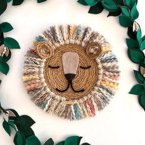 Lion Animal Wall Hanging - Extra Large and Large Size - "Bow the Lion!" - Nursery Decor | Children's Decor | Kids Decor | Safari