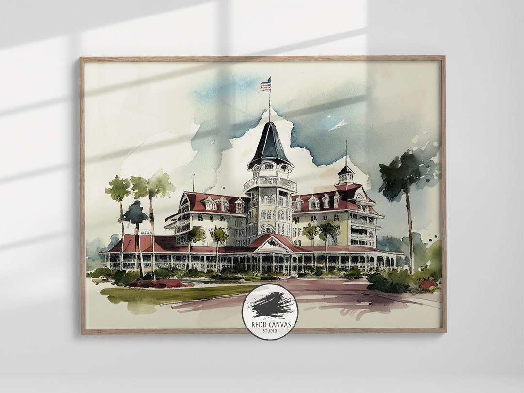 Grand Victorian Hotel Ink Watercolor Sketch Classic Architecture Art ...