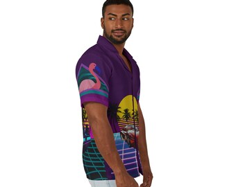 Synthwave Hawaiian Shirt: Men's 80s Retro Miami Vice Style - Etsy