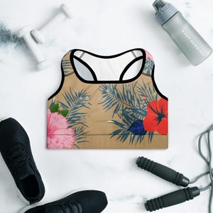 Trendy Sandy Tropical Comfortable Padded Sports Bra Workout Tops