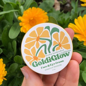 GoldiGlow- Give your skin what it needs to Glow.  Farm-fresh skin cream with organic jojoba oil, calendula, aloe vera, shea butter & beeswax