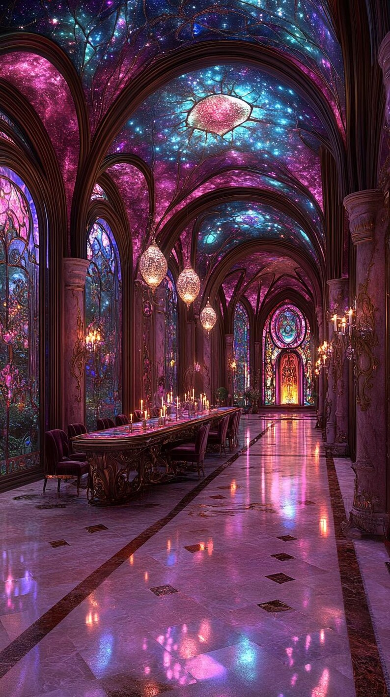 Grand Hall Digital Backdrop | Fantasy Galaxy Ceiling Ballroom ...