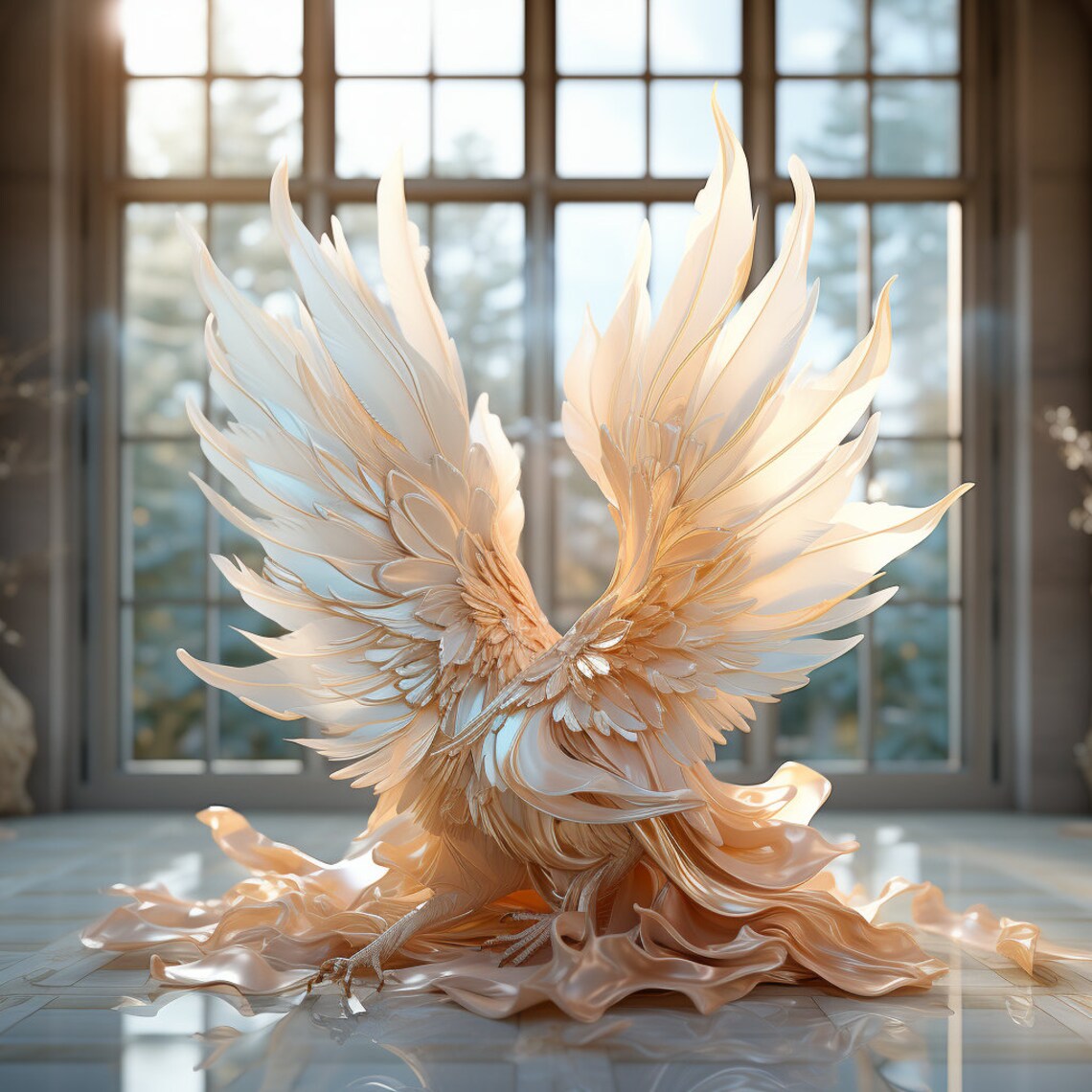 Blue and Gold Pastel Angel Wings Photoshop Backdrop | High-resolution ...