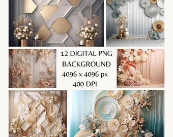 Wedding Backdrops,Beauitful Wedding Backgrounds, Enchanting Wedding Room Decor,Chic Geometric Wedding Backdrop with Cream and White Florals