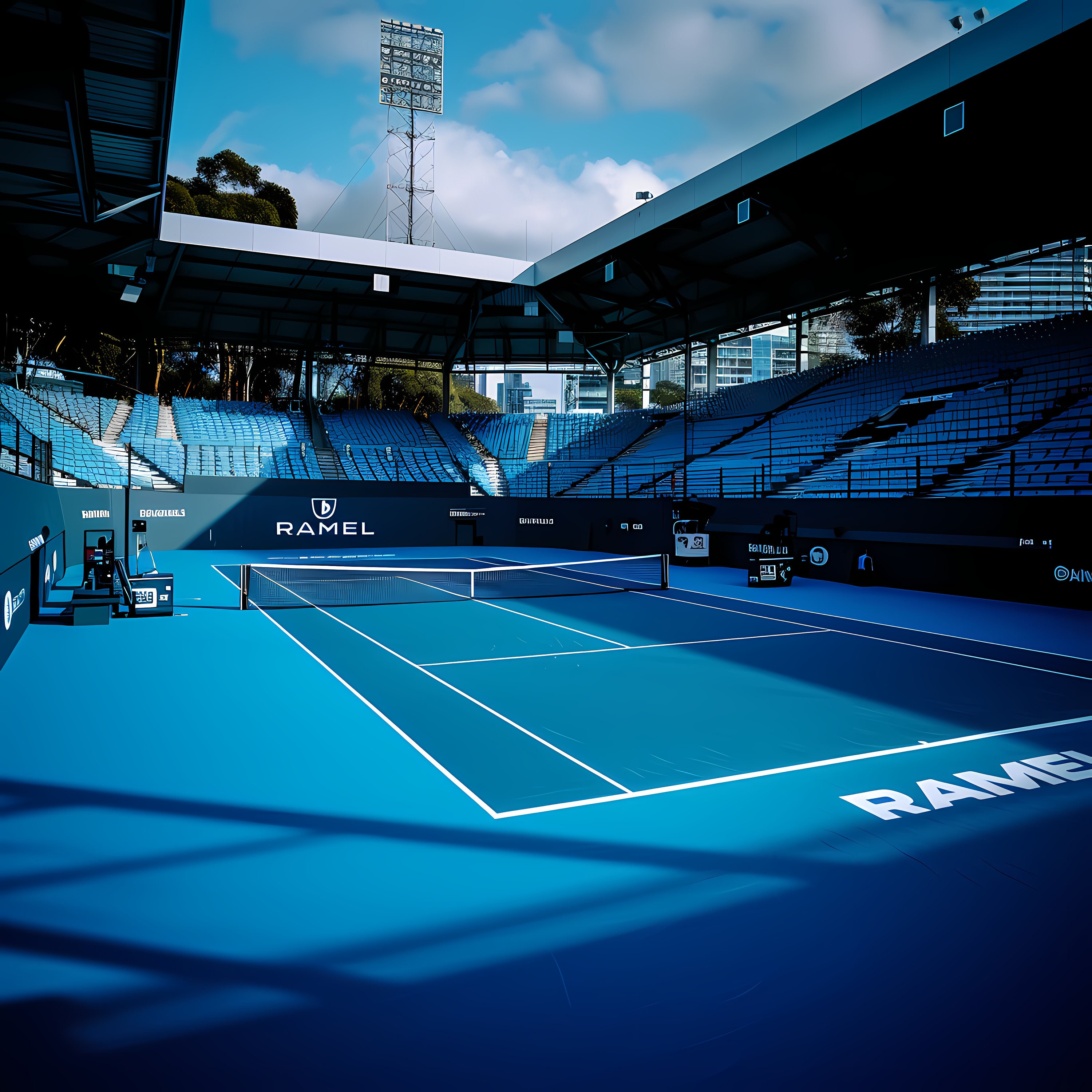 Pro Tennis Court Backdrops, Clay and Hardcourt Photorealistic Images