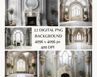 White Marble Room Backdrop | Elegant Marble Photography Background | Professional Photo Background | Maternity and Portrait Background