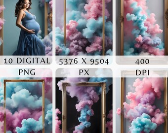 Maternity Wedding Portrait Digital Background |Frame Pastel Smoke Backdrop | Ethereal Smoke Photography Background| , Studio Photography