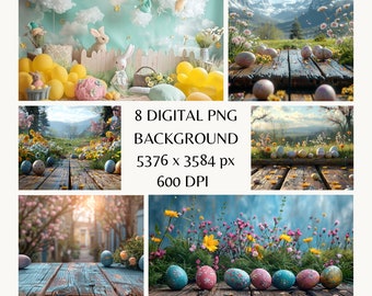 Sunny Meadow Easter Egg Display Digital Backdrop,Kids Portrait Background, Easter Backdrop,  Pastel Eggs Decoration,Decorated Eggs Digital