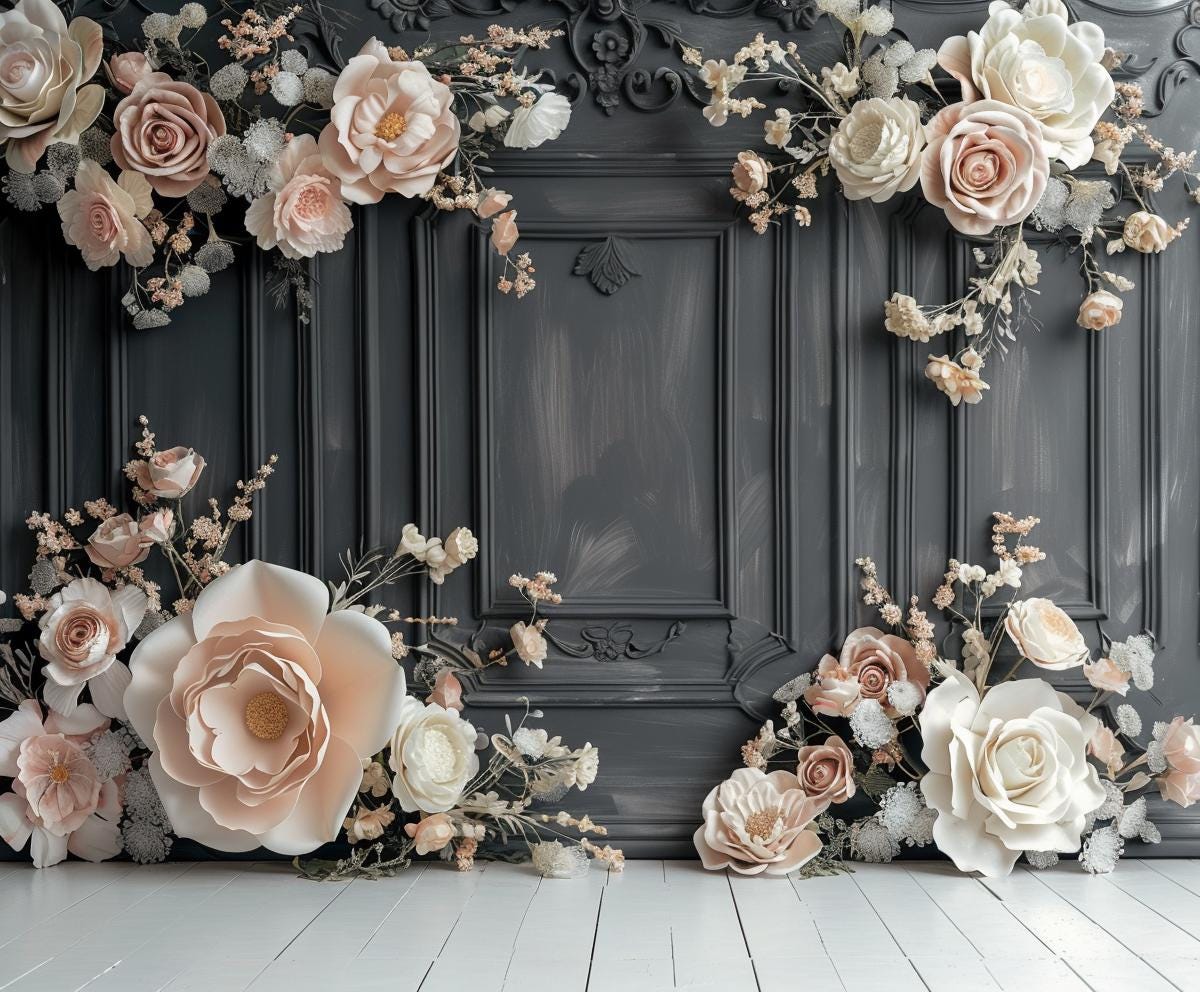 Luxury Floral Digital Backdrop, Elegant Flower Wall Photography ...