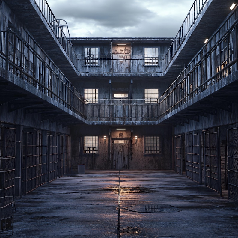 Dark Prison Digital Backdrop, Abandoned Jail Cell Background, Moody ...