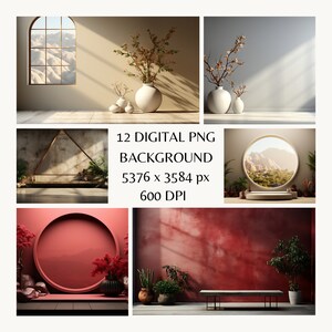 12 Modern Zen Oasis Digital Backdrop,Modern Product Display,Wellness Photoshoot, Digital Photography Prop,Natural Beauty Backdrop
