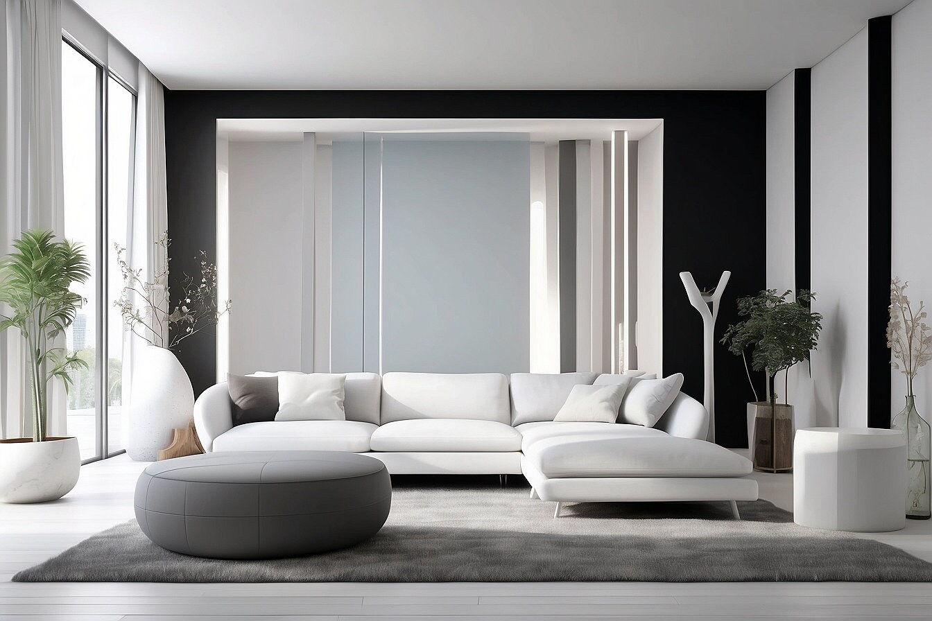 Digital Background White & Grey Living Room Interior | Modern Home ...