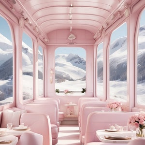 Digital Backdrop Pink Train Interior | Vintage Travel-themed Photo ...