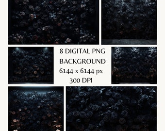 Black Roses Backdrop | Gothic Floral Photography Background | Gothic Floral Photography Background | Elegant Floral Backdrop